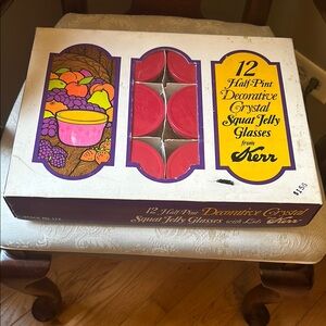 Kerr half-pint decorative crystal squat jelly glasses, set of 12 in original box